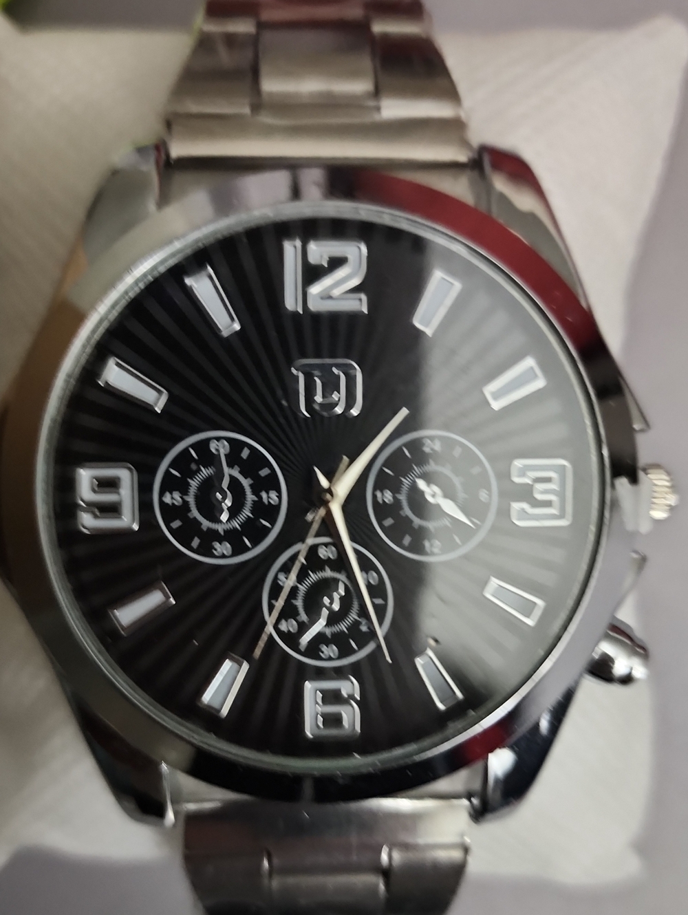 Men's Black Dial Stainless Steel Watch